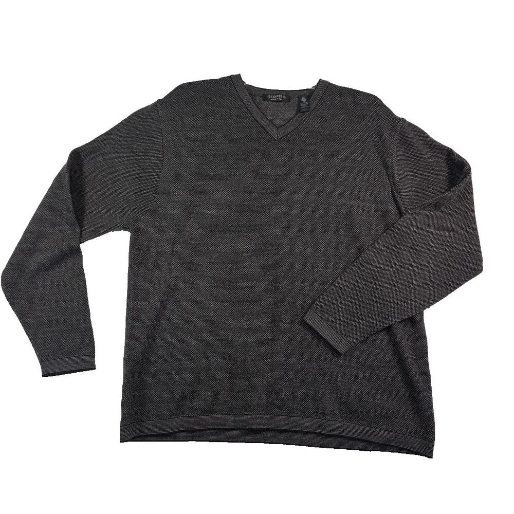VTG 90s Segreto Sweater Men's L Made In Italy Merino Wool V Neck Y2K Skater Dad